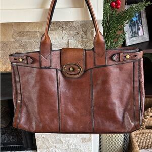 Fossil Brown Leather Tote Bag